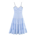 Women Summer Sexy Slim Fit Backless Striped Sling Midi Dress