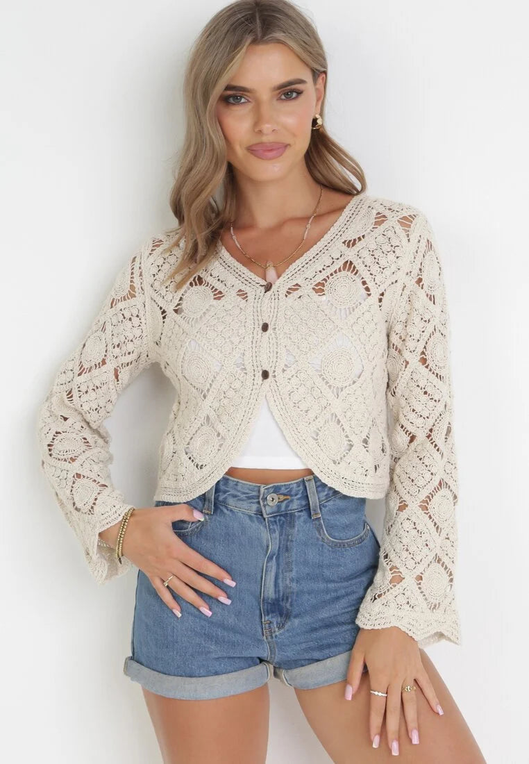 Women Spring Autumn Knitted Long Sleeved Cardigan