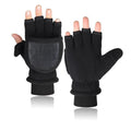 Men's Double-layer Velvet Flip Touch Screen Half Finger Gloves