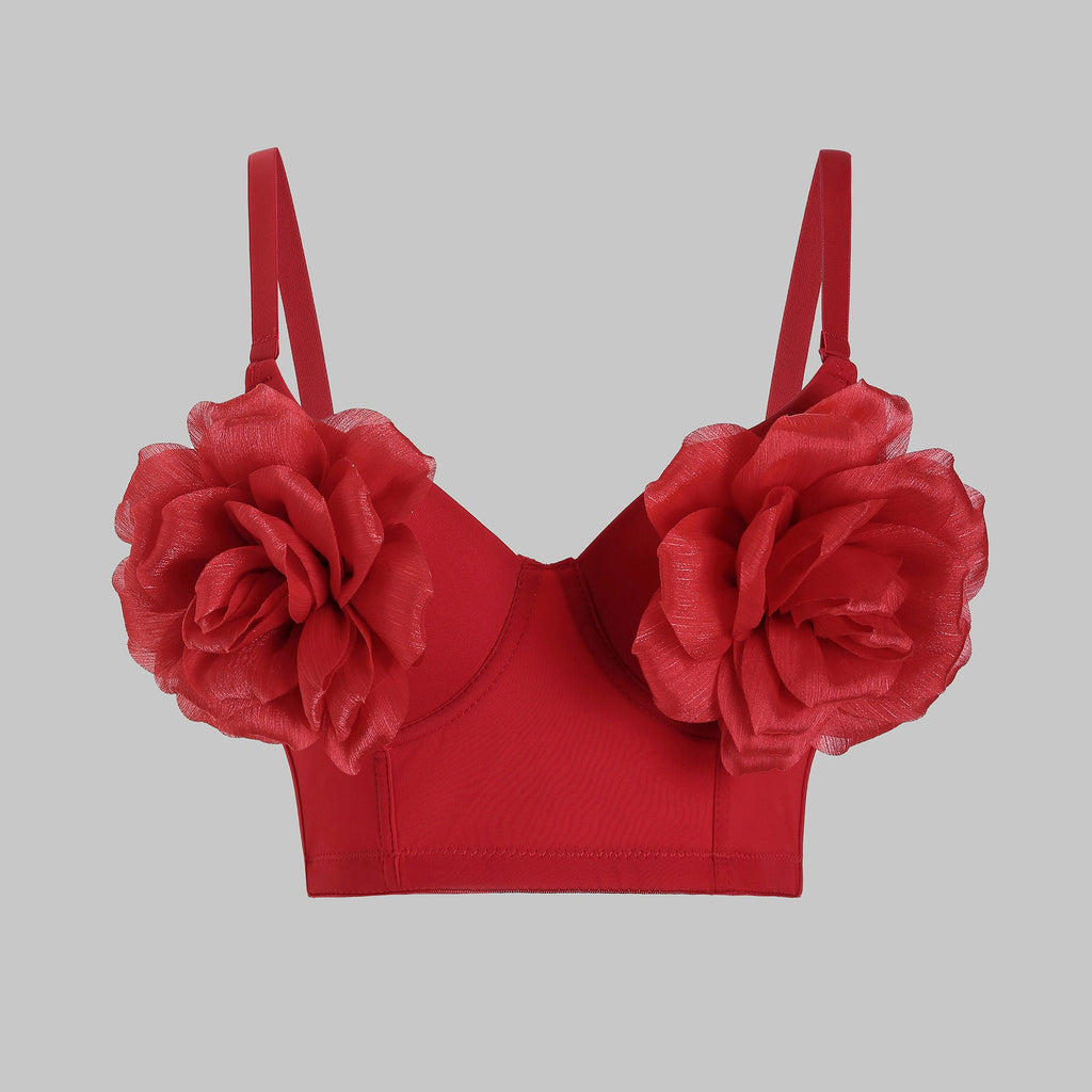 Vest Bra Outer Wear Boning Corset Sling Three Dimensional Red Large Floral Body Shaping Tops Outerwear