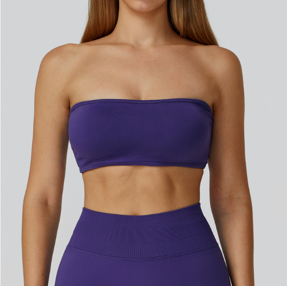 Sollinarry Seamless Sports Underwear Tube Top Yoga Bra Hollow Out Cutout out Beauty Back Running Sports Bra Women