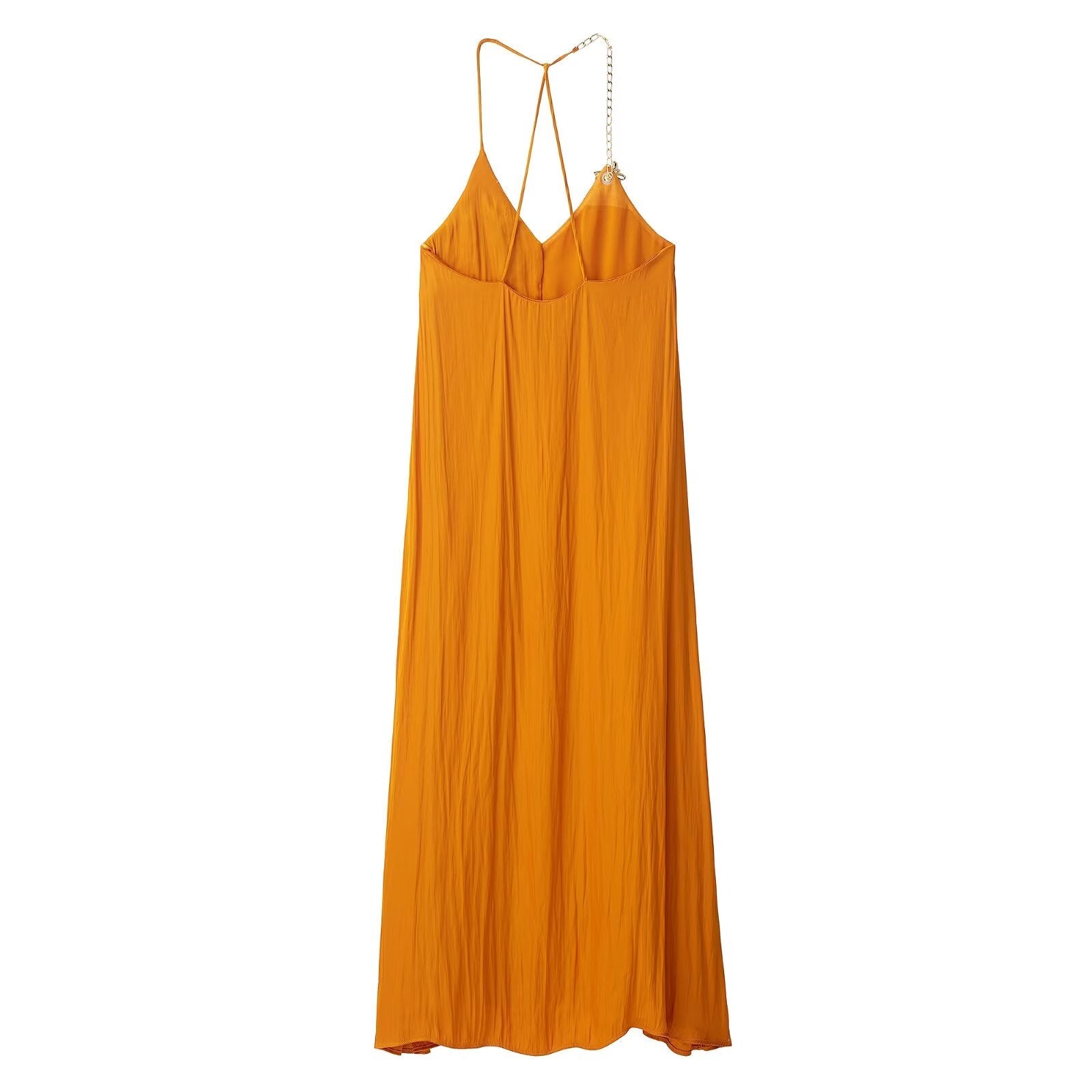 Women Clothing Accessories Satin Texture Midi Dress