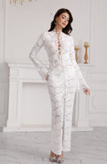 Summer Sexy Lace See through Street Slit Long Sleeve Dress