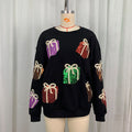 Spring Autumn Best Knitted Women Sweater Christmas Gift Sequ Embroidered Sweater