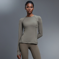 Round Neck Exercise T shirt Women Stretch Tight Long Sleeve Yoga Wear Running Training Workout Clothes Top Autumn