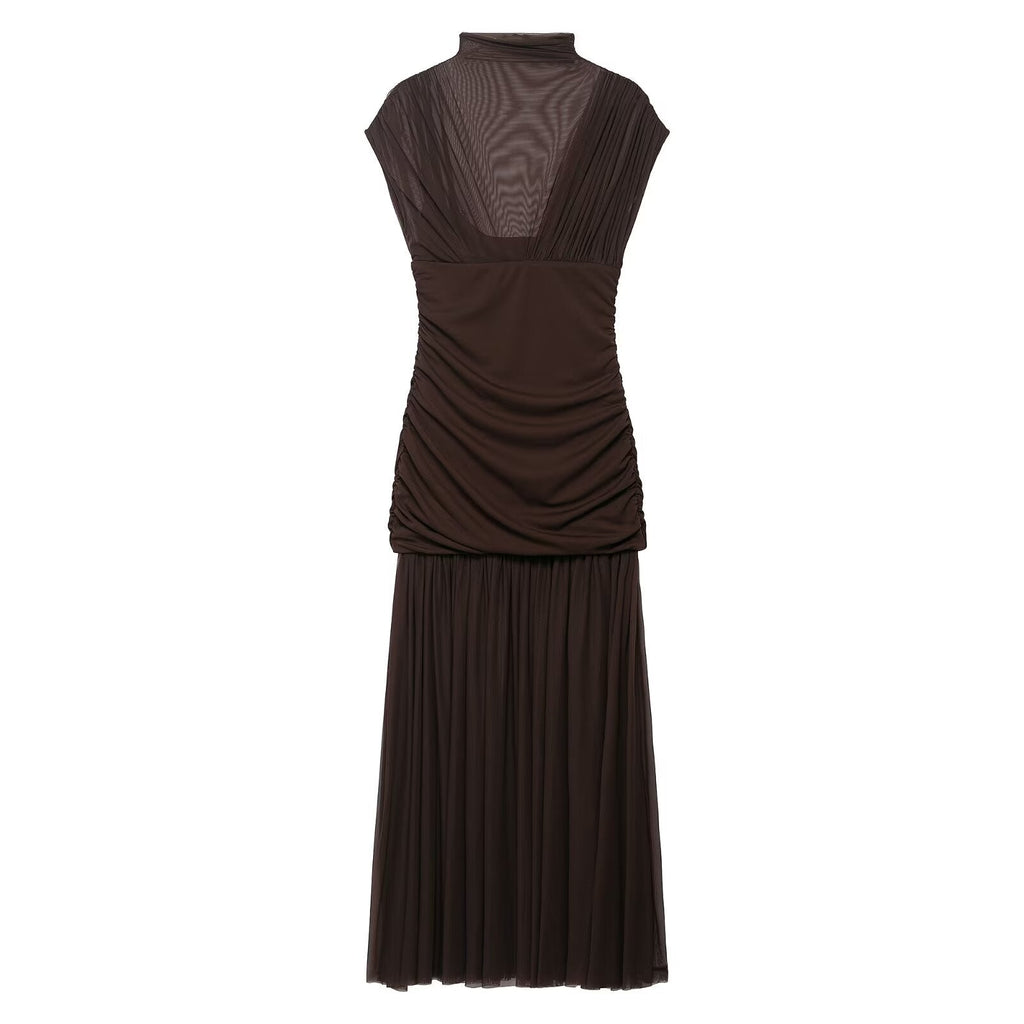 Summer Floral Ribbon Silk Net Stitching Dress