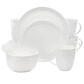 Meritage Rimmed Coupe 16 Piece Round Bone China Dinnerware Set in White