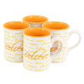 Gibson Home Inspirational Words Believe 4 Piece 16 Ounce Stoneware Mug Set in Orange