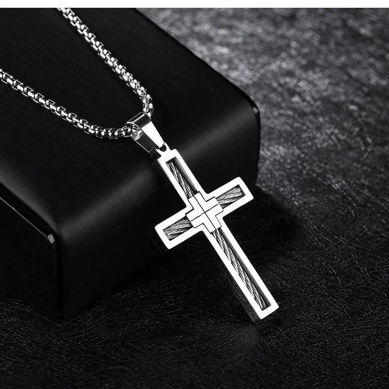 Men's Titanium Steel Wire Cross Necklace