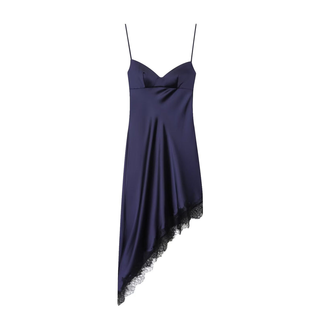 Women Clothing Simple Velvet Lace Midi Dress