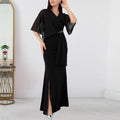 Women Wear Sexy See through Rhinestone Split Dress