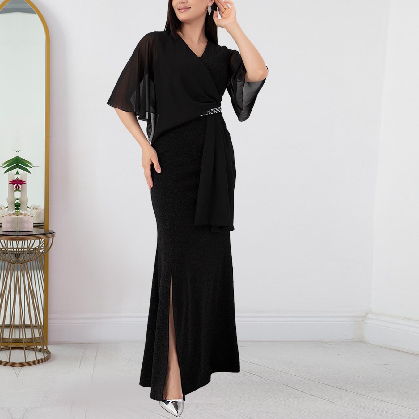 Women Wear Sexy See through Rhinestone Split Dress