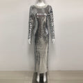 Autumn Winter Silver Gray Sequ Women Supply All Matching Slim Fitting Simple