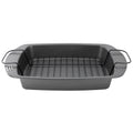 Gibson Home Towerhill 16.7 x 12.7 Inch Nonstick Steel Roaster Pan with Rack