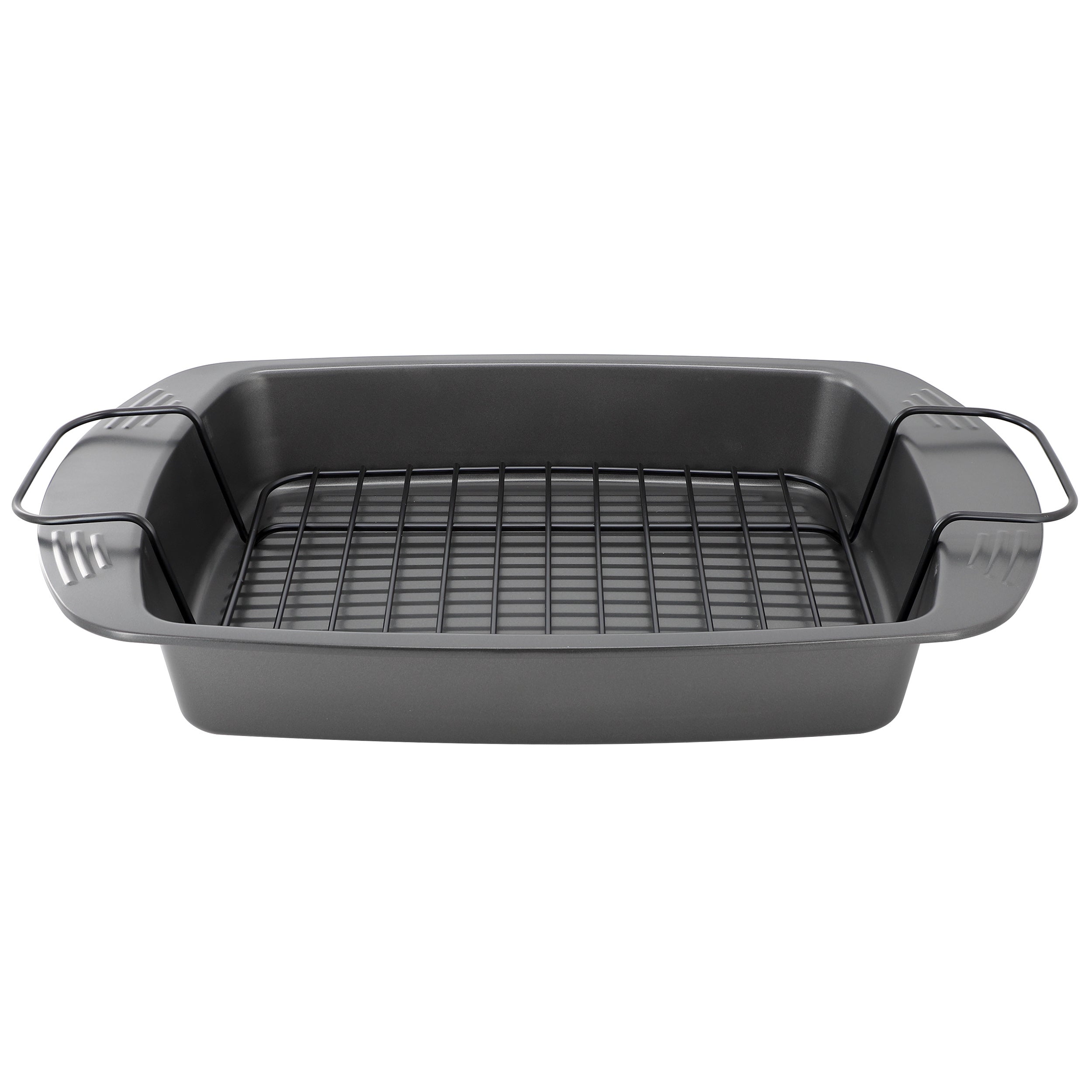 Gibson Home Towerhill 16.7 x 12.7 Inch Nonstick Steel Roaster Pan with Rack