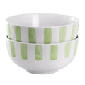 Gibson Home Pacific Waves 2 Piece Fine Ceramic Cereal Bowl Set in Green