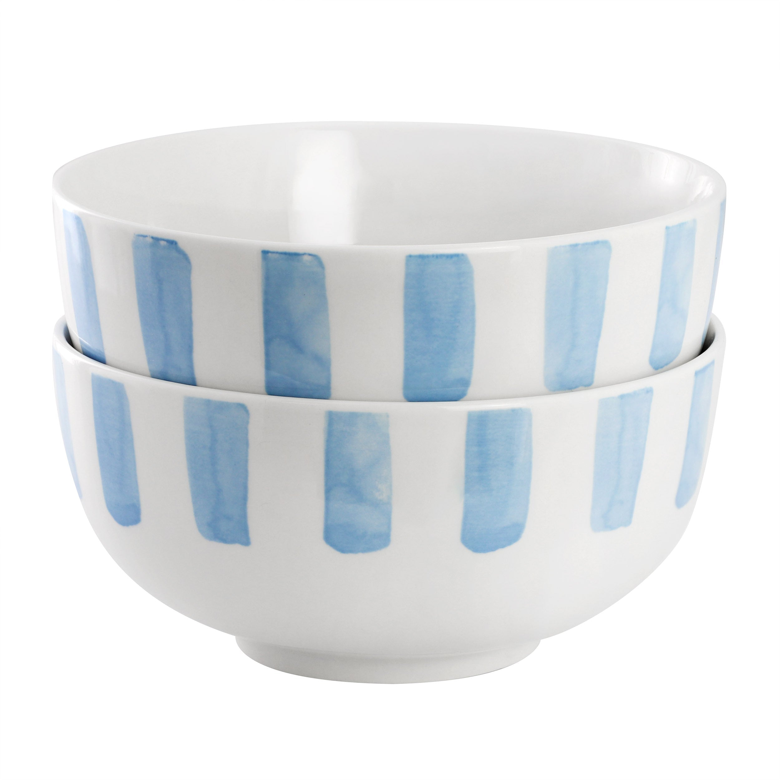 Gibson Home Pacific Waves 2 Piece Fine Ceramic Cereal Bowl Set in Blue
