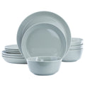 Gibson Elite Sunlit Mist 12 Piece Round Stoneware Dinnerware Set in Blue