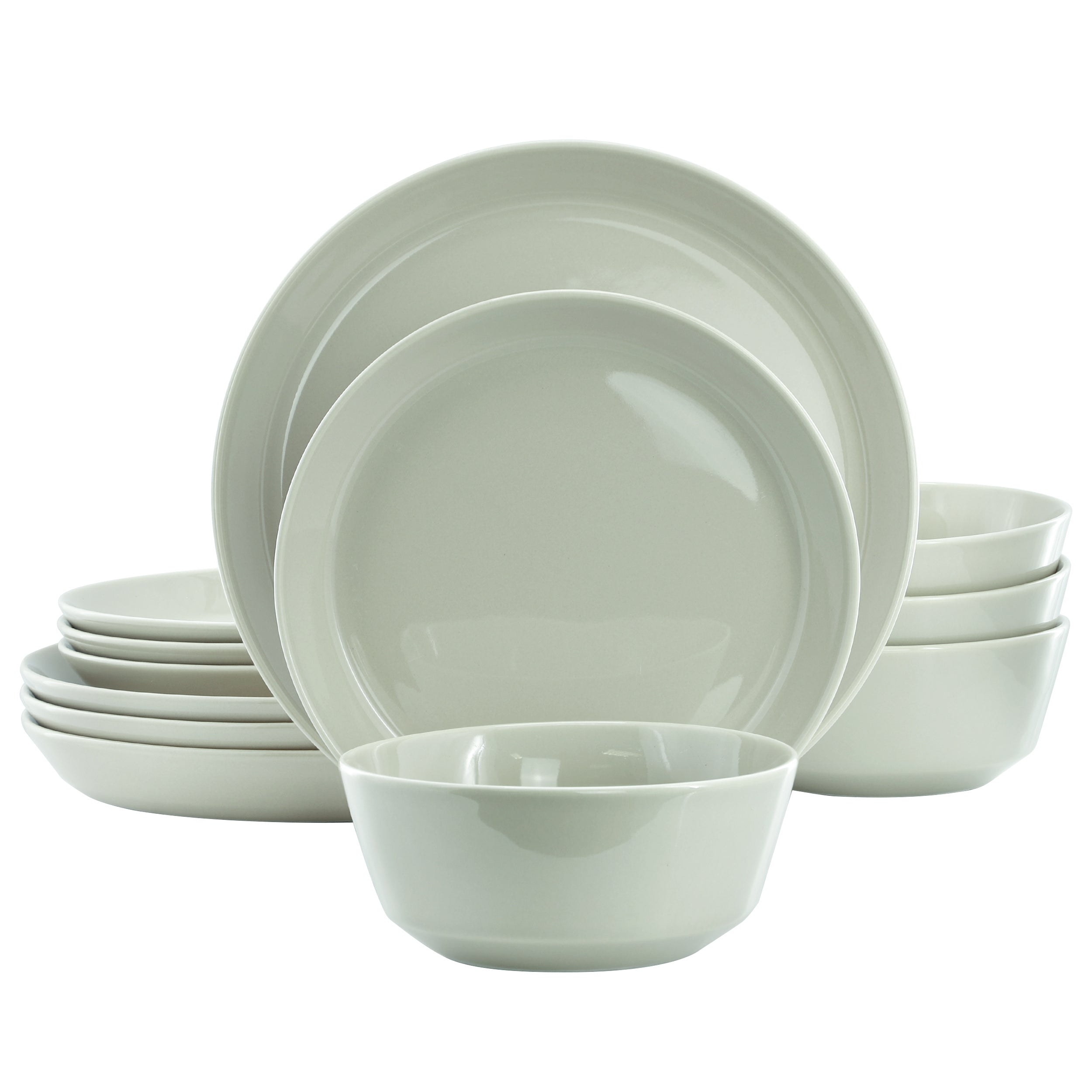 Gibson Elite Sunlit Mist 12 Piece Round Stoneware Dinnerware Set in Green