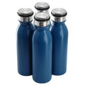 Gibson Home Marina 4 Piece 20 Ounce Double Wall Stainless Steel Thermal Bottle with Acrylic Lid in Matte Blue