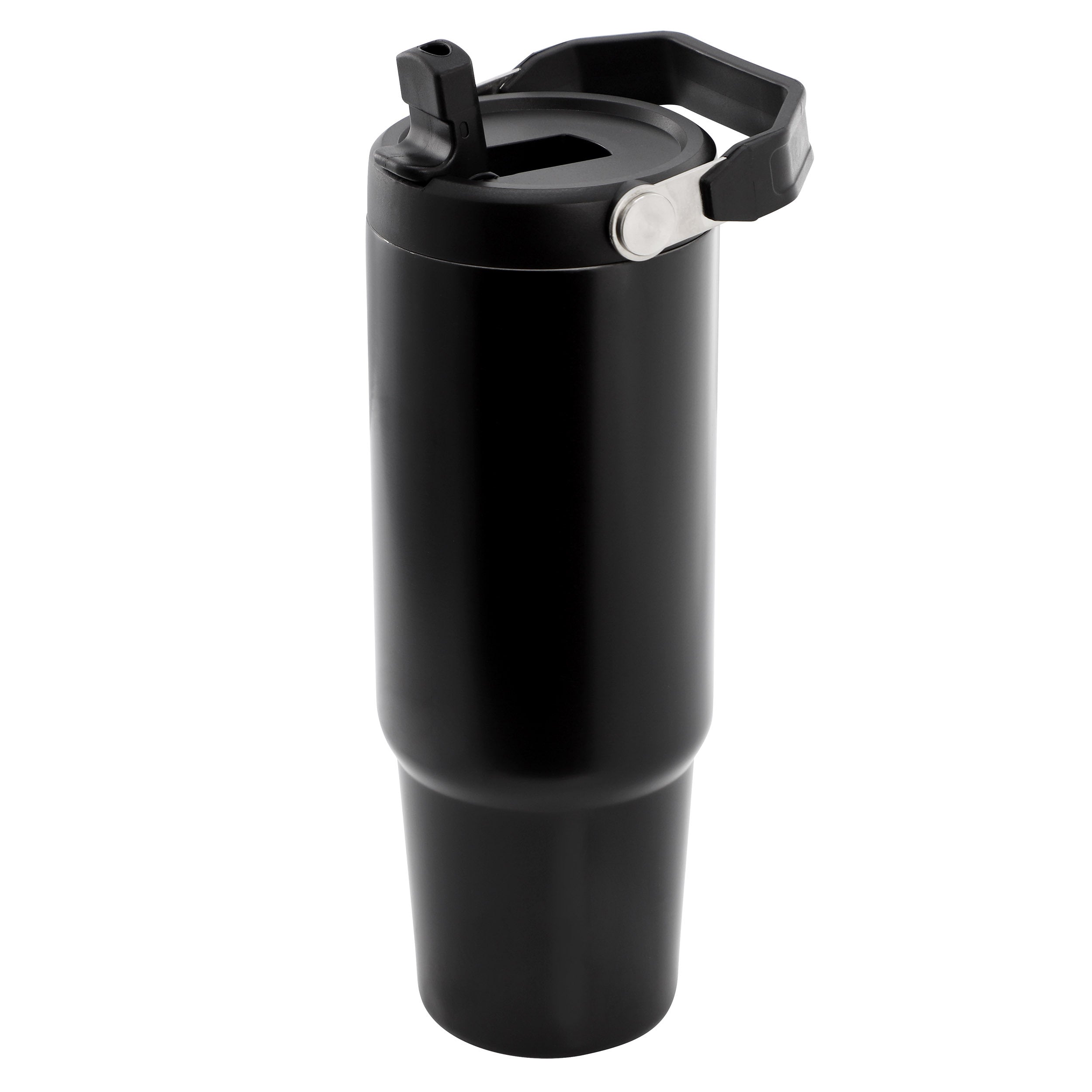 Gibson Home 29oz Marina Stainless Steel Thermal Tumbler with Top Handle and Folding Straw in Black
