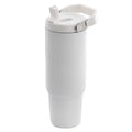 Gibson Home 29oz Marina Stainless Steel Thermal Tumbler with Top Handle and Folding Straw in White
