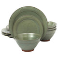Gibson Elite Terranea 12 Piece Round Terracotta Dinnerware Set in Green