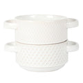 Gibson Elite Earlhart 2 Piece 6 Inch Ribbed Stoneware Soup Bowl Set with Handles in White