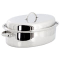 Gibson Home Johnstown 18 Inch Oval Stainless Steel Roaster Pan with Lid