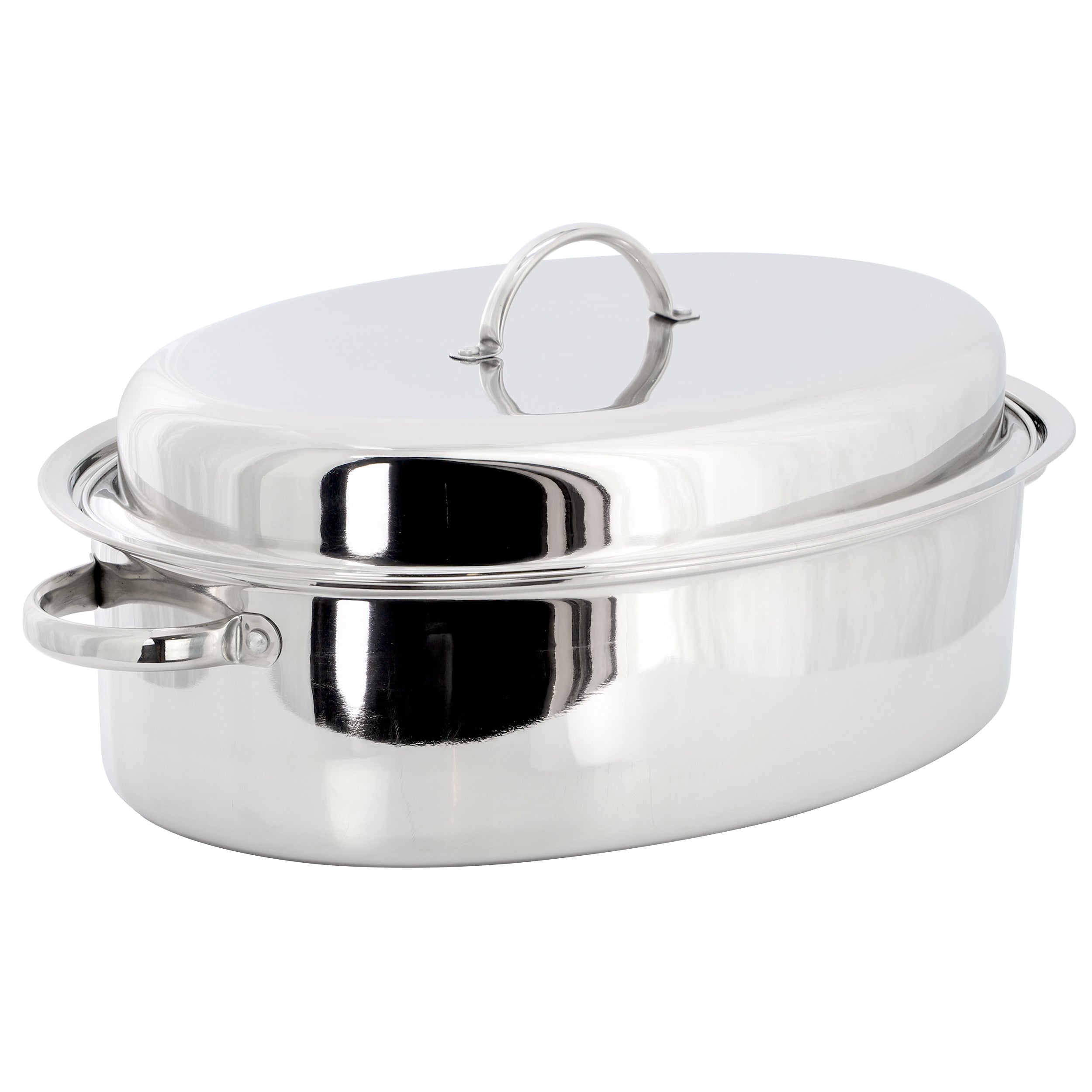 Gibson Home Johnstown 18 Inch Oval Stainless Steel Roaster Pan with Lid