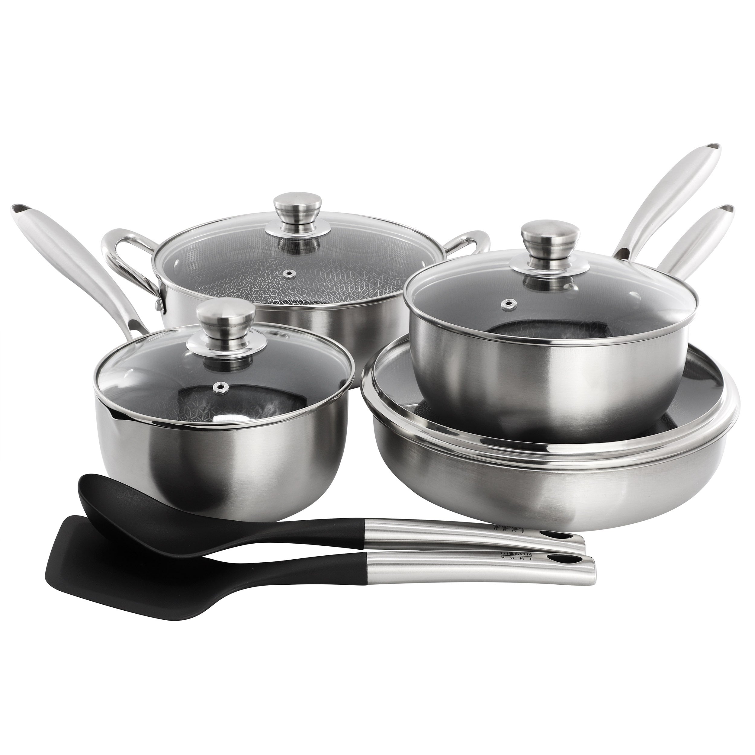 Gibson Home Elsenborn 10 Piece Hybrid Nonstick Stainless Steel Cookware Set