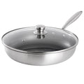 Gibson Home Elsenborn 12in Embossed Interior Stainless Steel Frying Pan with Lid
