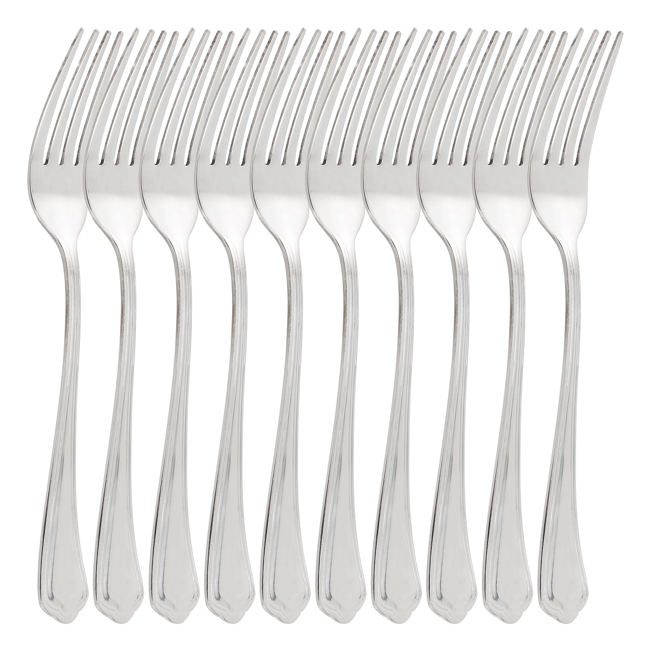 Gibson Home Hillside Daisies 10 Piece Stainless Steel Dinner Fork Set