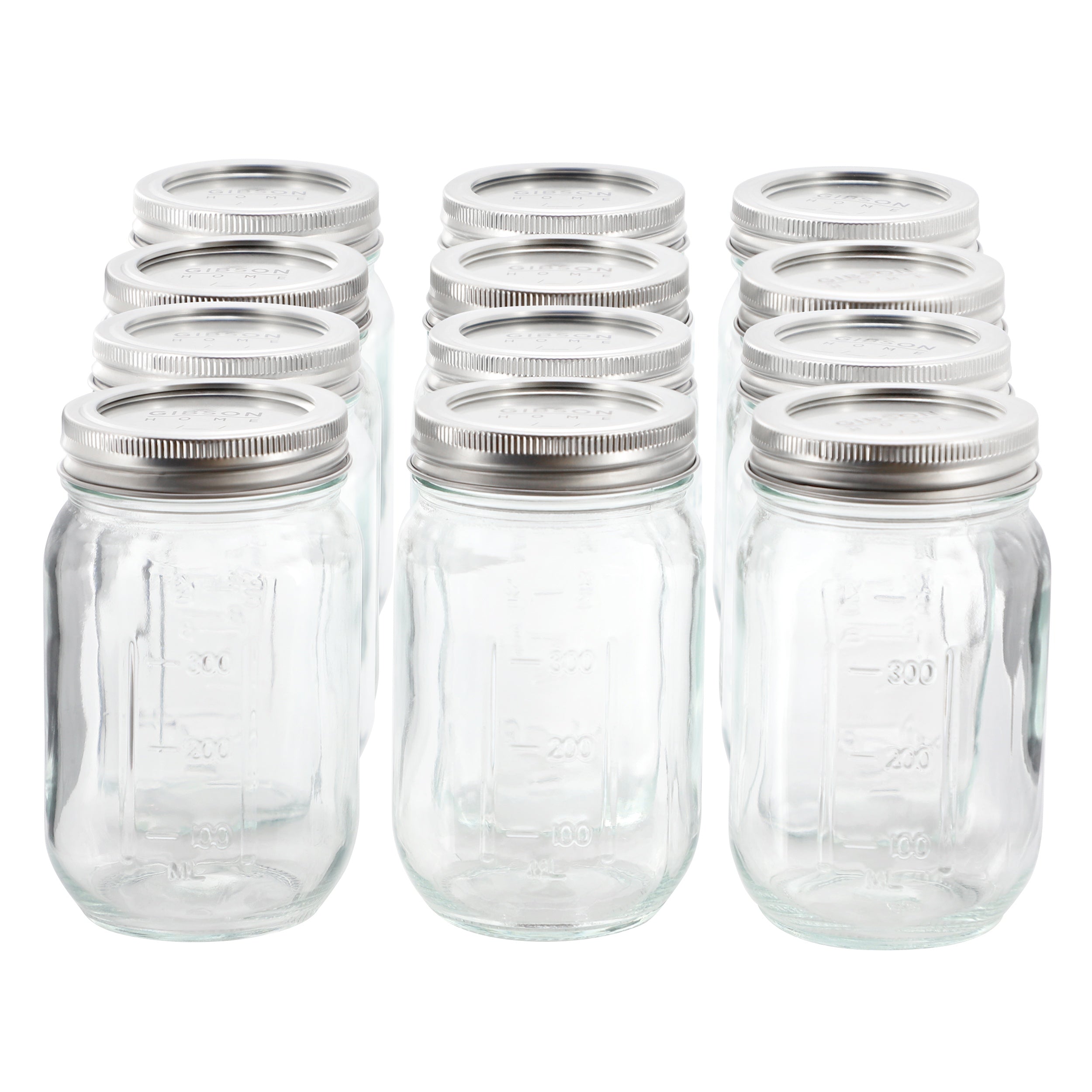 Gibson Home Market Preserves 12 Piece 16 Ounce Glass Canning jars with Lids and Bands