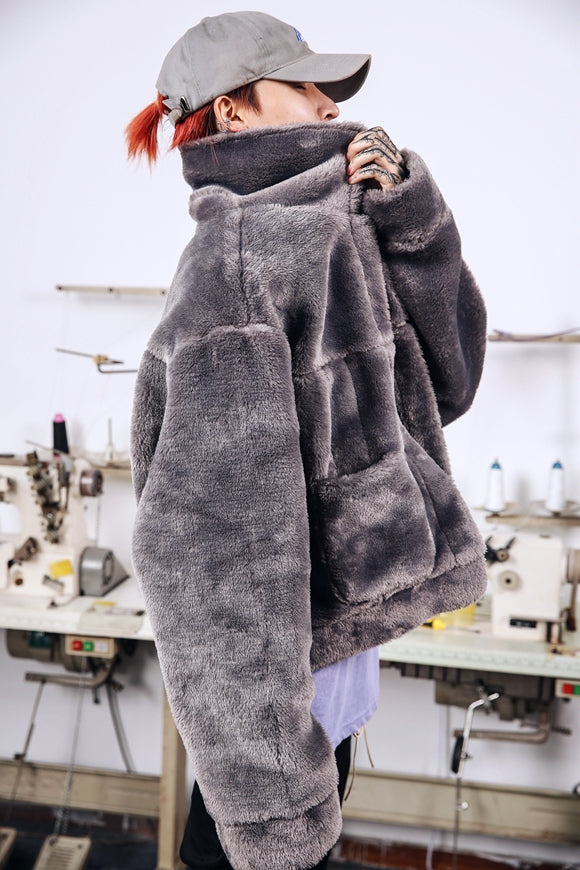 INS with the same paragraph OVERSIZE hip hop 90S retro national tide brand silhouette autumn and winter couples plush jacket