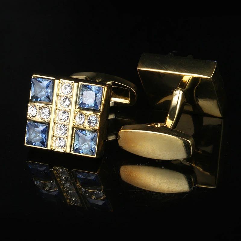 Business French Blue Crystal Shirt Cufflinks