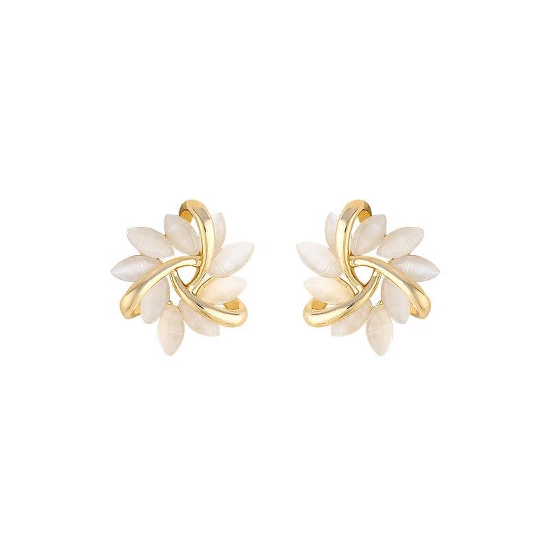 Cat's Eye Flower Earrings High Sense Opal Square Triangle Geometry Earrings