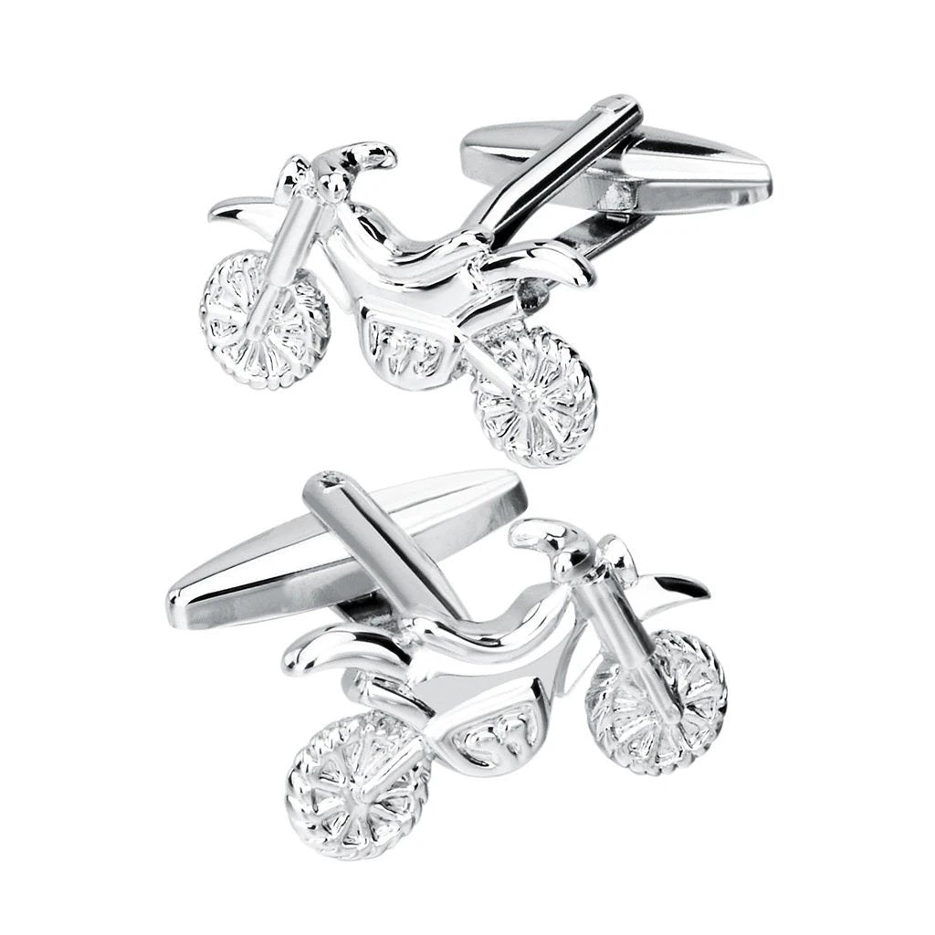 Men's Silver Motorcycle Cuff links