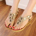 40-42 Plus Size Women's Sandals Wedge Gold