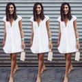 Women's Solid Color V-neck Plus Size Dress