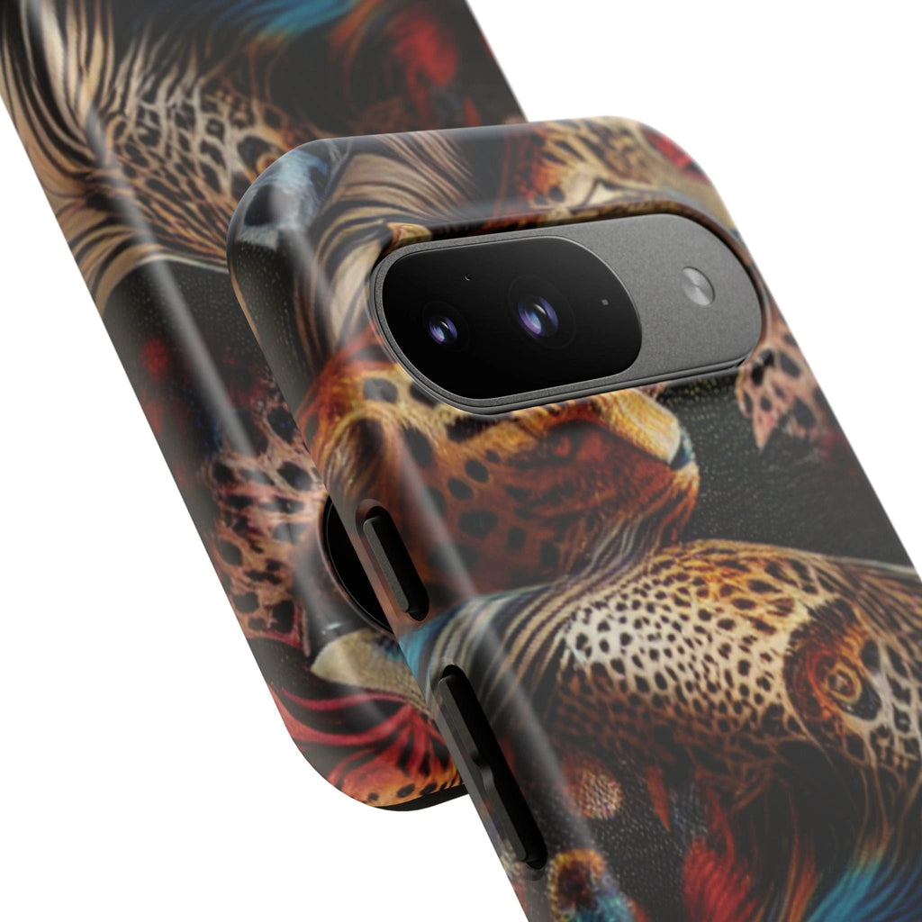 Stylish Tough Phone Case with Elegant Black and Gold Design