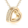 Crystal Double Heart Shaped Necklace Short Heart Pendant