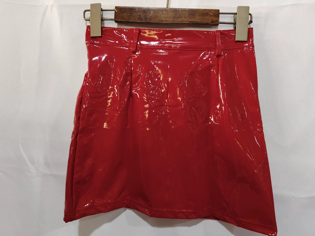 Bright PVC Patent Leather Hip Skirt