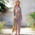 Rayon Printed Beach Jacket Vacation Loose Mid Length Sun Protection Cardigan Bikini Swimsuit Outwear Blouse