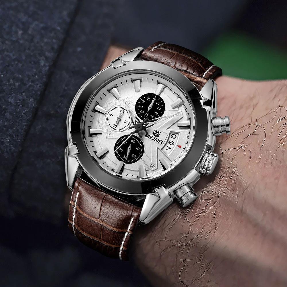Men's Multifunctional Timing Quartz Three Eyes And Six Needles Waterproof Luminous Watch