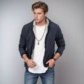 Mens Clothing Solid Color Zipper Reversible Trendy Coat