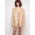 Women's Protein Leather Loose Profile Long-sleeved Cardigan Casual Jacket
