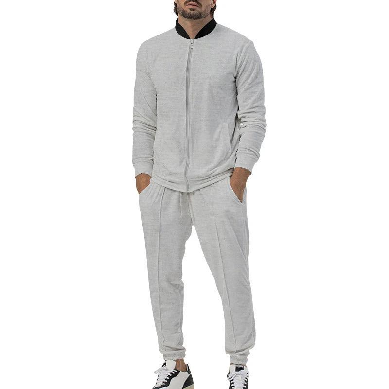 Casual Zipper Long Sleeve Men's Coat Trousers Suit