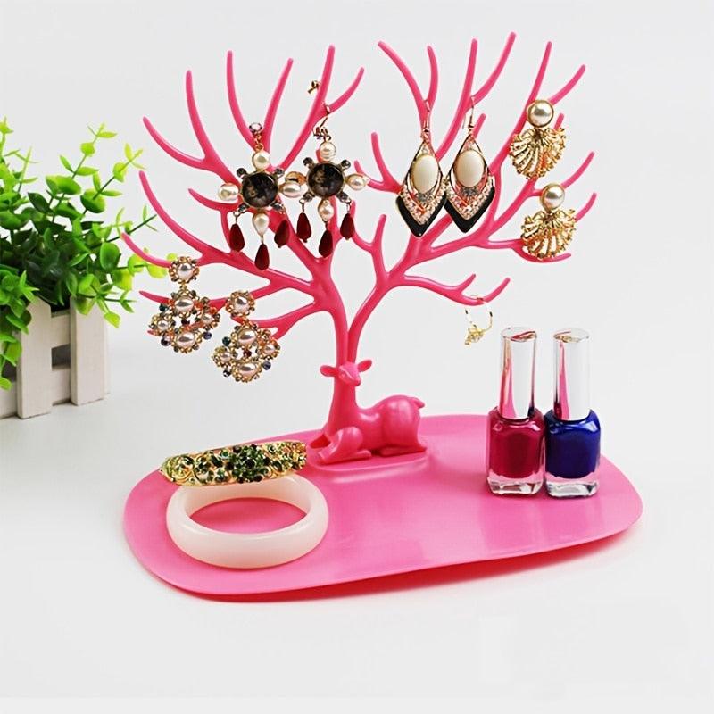 1pc Creative Deer Horn Tree Charm Jewelry Organizer Earring Bangle Necklace Bracelet Display Holder Unique Design Jewelry Organiser for Women Classic Tree Shape High Quality Necklace Earring Display Holder Tree Jewelry Organizer For Women