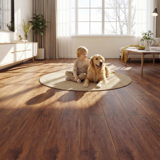 Set of 2 Floor Tile Vinyl Flooring Waterproof Vinyl Plank Flooring-Brown